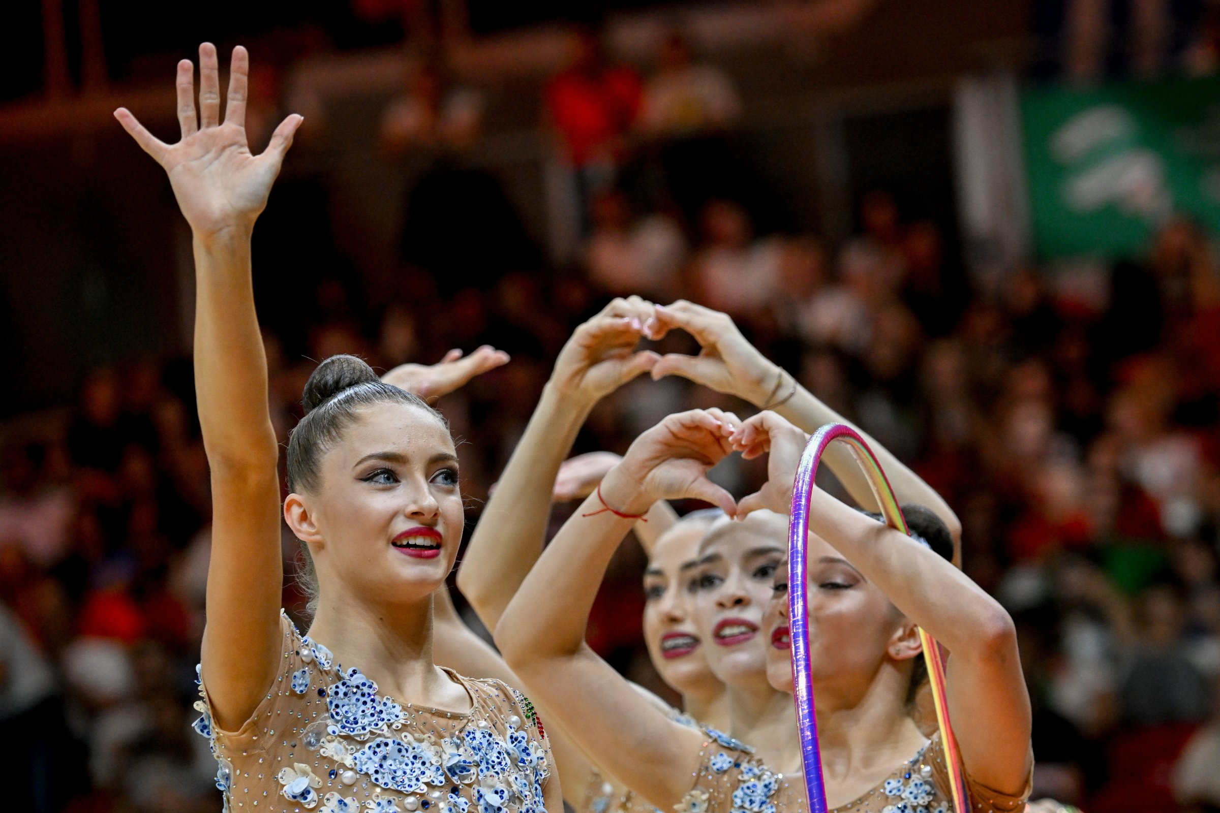 Българският ансамбъл по художествена гимнастика спечели европейска титла в многобоя в Будапеща. Сн. ЕПА/БГНЕС