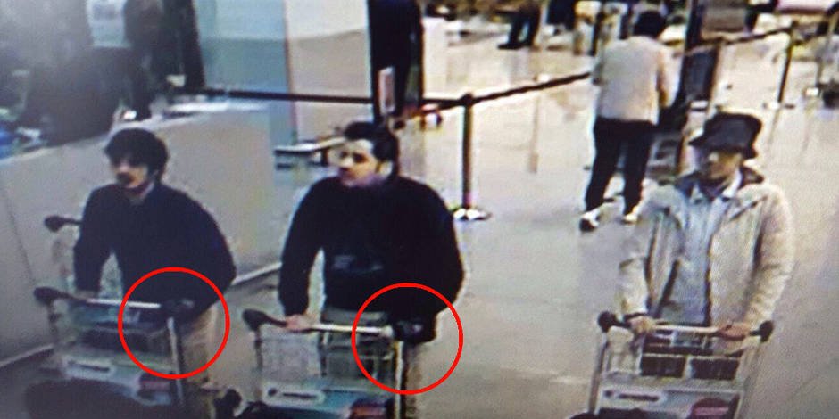 Кадърът от охранителните камери на летище "Завентем", разпространен веднага след атантата.