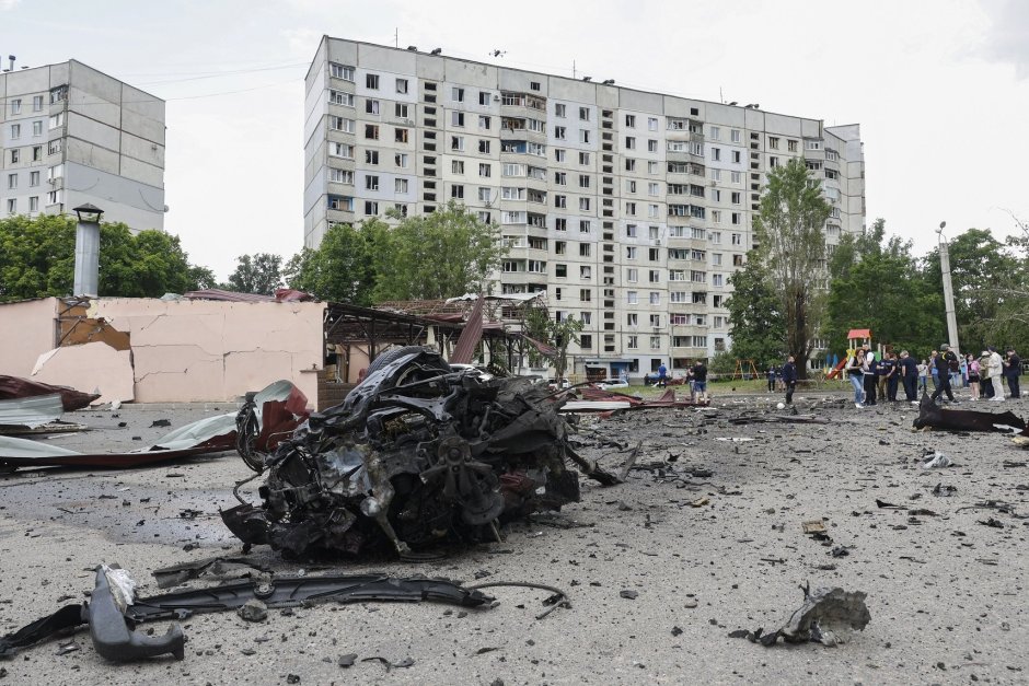 Руска бомбена атака срещу Харков на 22 май. Снимка: ЕПА/БГНЕС