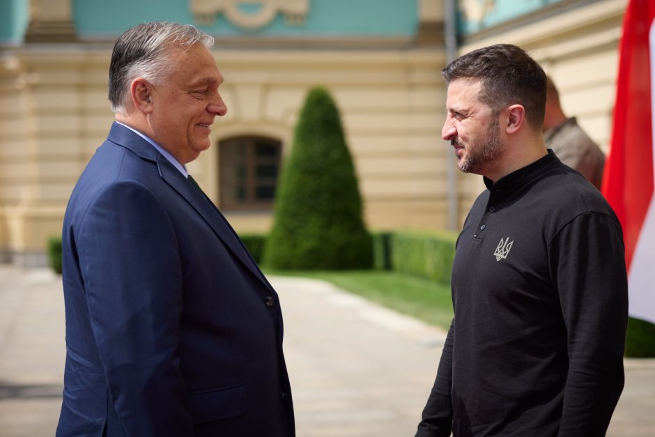 Виктор Орбан и Володимир Зеленски по време на днешната им среща в Киев, Сн. ЕПА/БГНЕС