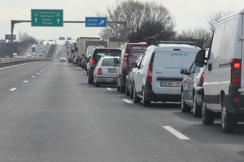 Задръстване на магистрала "Тракия", снимка БГНЕС